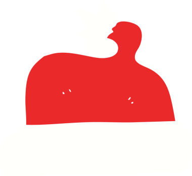 Bir insan tarafından çizilen noel şapkasının düz renk çizimi