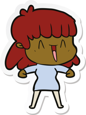 Bir insan tarafından çizilmiş bir karikatür kadının çıkartması.