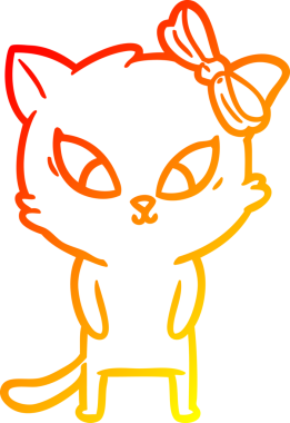 Bir insan tarafından çizilmiş çizgi film kedisinin sıcak çizgi çizimi