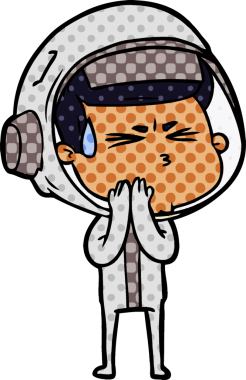 Çizgi film bir insan tarafından çizilmiş astronot.