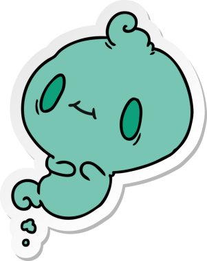 Bir insan tarafından çizilmiş sevimli bir kawai hayaletinin karikatür çizimi.