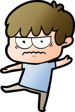 Bir insan tarafından çizilmiş sinirli çizgi film çocuğu.