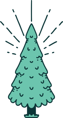 Bir insan tarafından çizilmiş geleneksel bir çam ağacının çizimi