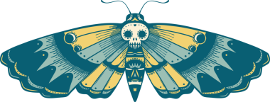 Bir insan tarafından çizilmiş ölü bir baş güvesinin ikonik dövme şekli