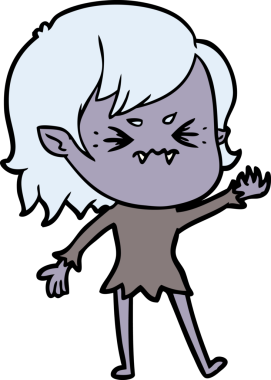 Bir insan tarafından çizilmiş kızgın vampir kız.