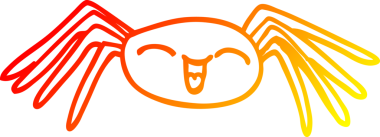 Bir insan tarafından çizilmiş mutlu çizgi film örümceğinin sıcak çizgi çizimi