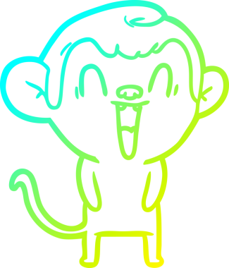 Bir insan tarafından çizilmiş gülen maymun çizgi çizimi.