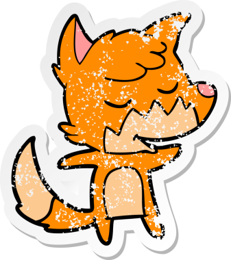 Bir insan tarafından çizilmiş dost canlısı bir tilkinin sıkıntılı çıkartması.