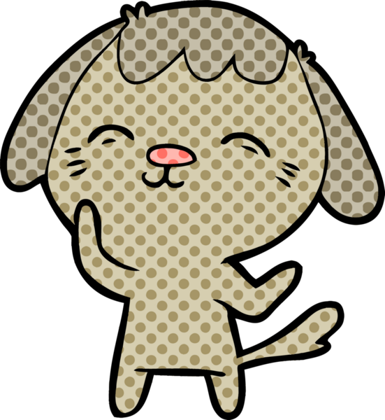 Bir insan tarafından çizilmiş mutlu çizgi film köpeği.