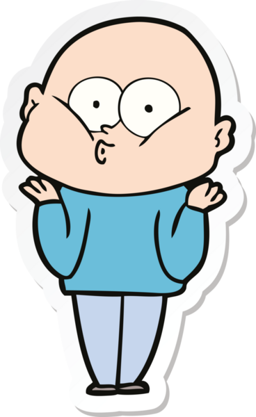 Bir insan tarafından çizilmiş kel bir adamın çıkartması.