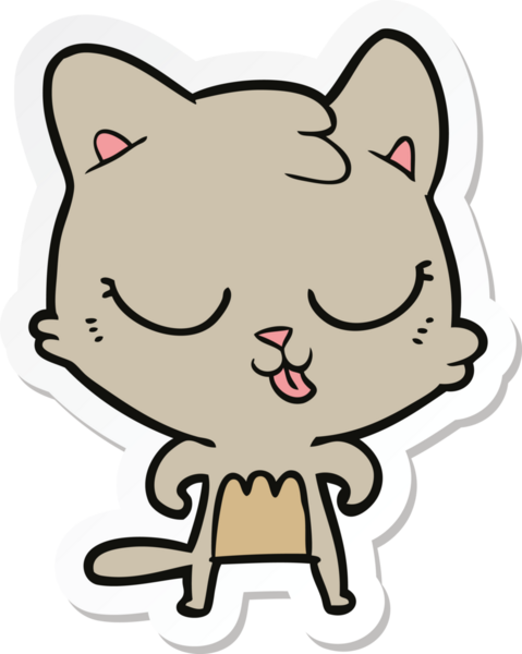 Bir insan tarafından çizilmiş çizgi film kedisinin çıkartması.