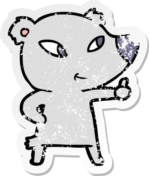 Bir insan tarafından çizilmiş şirin bir ayının sıkıntılı çıkartması.