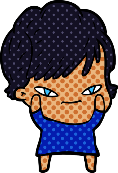 Bir insan tarafından çizilmiş mutlu bir kadın.