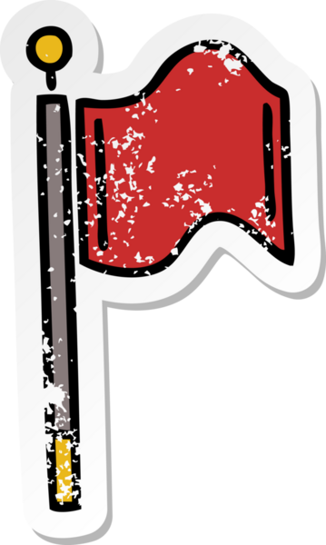 Bir insan tarafından çizilmiş şirin bir kırmızı bayrağın sıkıntılı çıkartması.