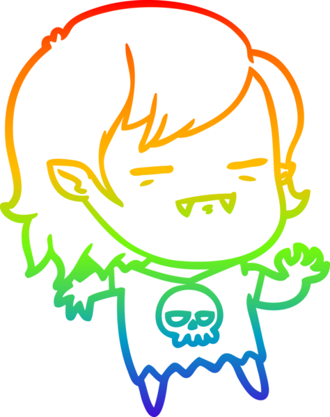 Gökkuşağı gradyan çizgi çizimi Bir insan tarafından çizilen ölümsüz vampir kız çizgi