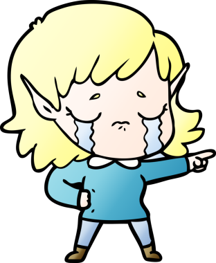 Bir insan tarafından çizilmiş ağlayan elf kızı.