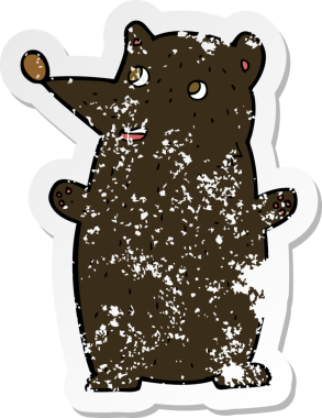 Bir insan tarafından çizilmiş komik bir çizgi film kara ayısının gerilimli çıkartması.