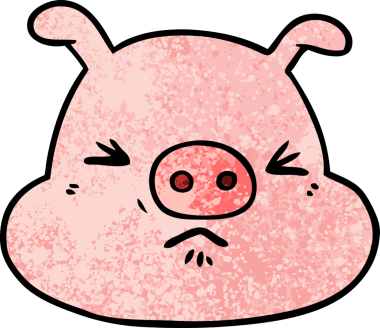 Bir insan tarafından çizilmiş kızgın domuz suratı.