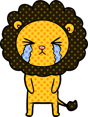 Bir insan tarafından çizilmiş ağlayan bir aslan.