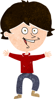 Bir insan tarafından çizilmiş mutlu çocuk çizgi filmi.