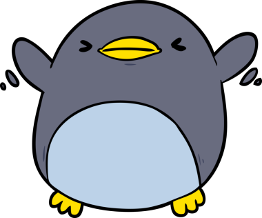 Bir insanın çizdiği kanat çırpan sevimli penguen çizgi filmi.