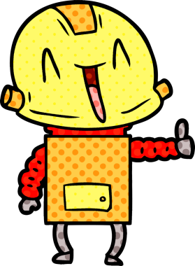 Bir insan tarafından çizilmiş çizgi film robotu