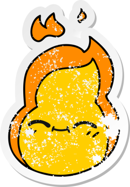 Bir insan tarafından çizilmiş kawaii ateş alevinin serbest sticker 'ı.