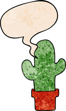 bir insan tarafından çizilmiş eski moda konuşma baloncuklu çizgi film kaktüsü.