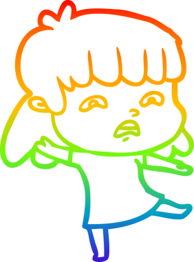 Gökkuşağı gradyan çizimi Bir insan tarafından çizilmiş endişeli bir çizgi kadın