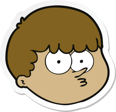 Bir insan tarafından çizilmiş karikatür erkek yüzü çıkartması