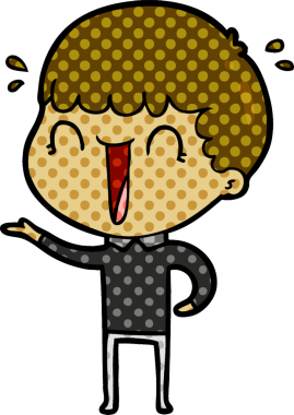 Bir insan tarafından çizilmiş gülen karikatür adam.