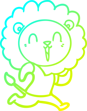 Bir insan tarafından çizilmiş gülen aslan karikatürü.