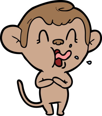 Bir insan tarafından çizilmiş çılgın çizgi film maymunu