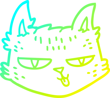 Bir insan tarafından çizilen mutlu çizgi bir kedinin soğuk gradyan çizimi