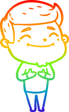 gökkuşağı gradyanı çizimi bir insan tarafından çizilmiş mutlu bir çizgi film adamı