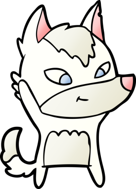 Bir insan tarafından çizilmiş dost canlısı bir kurt.