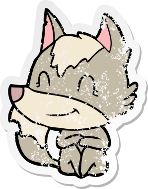 Bir insan tarafından çizilmiş dost canlısı bir kurdun sıkıntılı çıkartması.