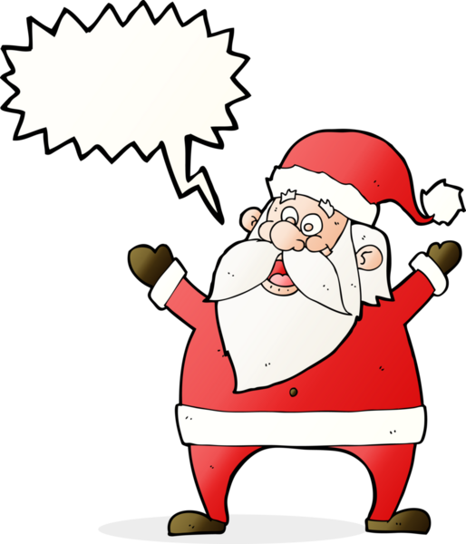 Bir insan tarafından çizilmiş neşeli Noel Baba çizgi filmi.