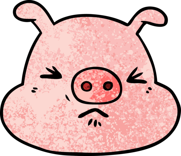 Bir insan tarafından çizilmiş kızgın domuz suratı.