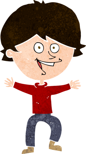 Bir insan tarafından çizilmiş mutlu çocuk çizgi filmi.