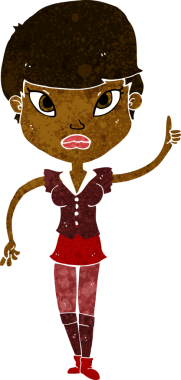 Bir insan tarafından çizilmiş bir fikri olan karikatür kadın.