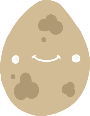 Bir insan tarafından çizilmiş düz renkli çizgi film yumurtası.