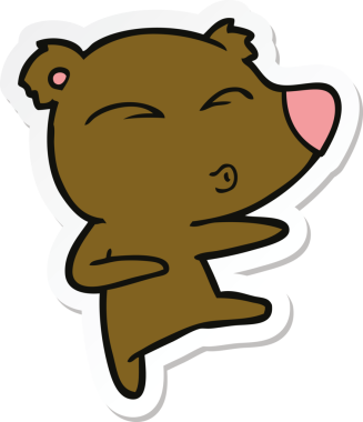 Bir insan tarafından çizilmiş ıslık çalan bir ayının çıkartması.