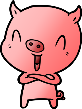 Bir insan tarafından çizilmiş mutlu çizgi film domuzu.