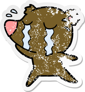 Bir insan tarafından çizilmiş ağlayan bir ayının sıkıntılı çıkartması.