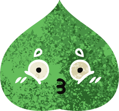 Bir insan tarafından çizilmiş dışavurumsal yaprağın retro çizim tarzı karikatürü