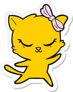 Bir insan tarafından çizilmiş şirin bir çizgi film kedisinin çıkartması.