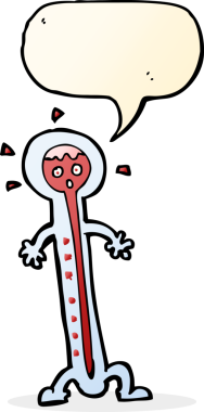 bir insan tarafından çizilmiş konuşma baloncuklu sıcak termometre