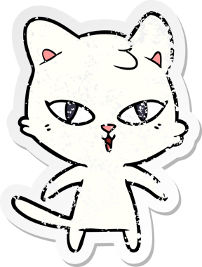 Bir insan tarafından çizilmiş karikatür bir kedinin sıkıntılı çıkartması.