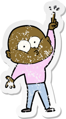 Bir insan tarafından çizilmiş kel bir adamın sıkıntılı çıkartması.